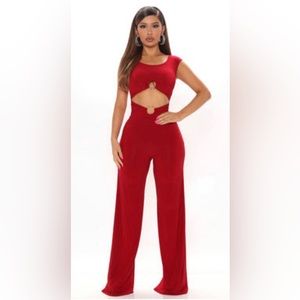Burgundy cut out jumpsuit